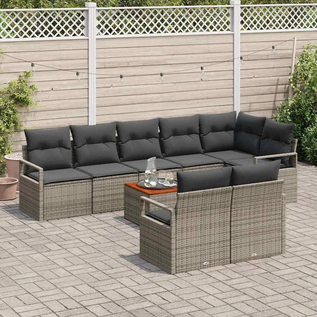 Modular Garden Sofa Set 9 Pieces Grey