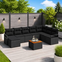 Stylish Black Modular Garden Sofa Set with Storage