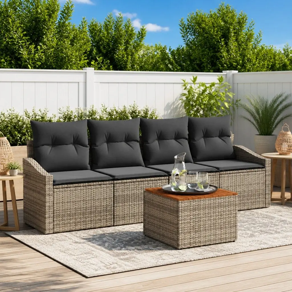 5-Piece Modular Garden Sofa Set with Storage Compartment