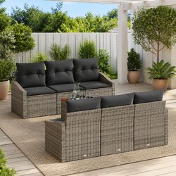 Durable 7-Piece Modular Garden Sofa Set in Grey