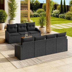 Durable 8-Piece Black Poly Rattan Garden Sofa Set
