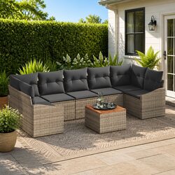 Sturdy 8 Piece Outdoor Garden Sofa Set with Storage Table