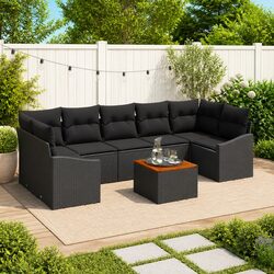 8-Piece Modular Garden Sofa Set with Storage Black