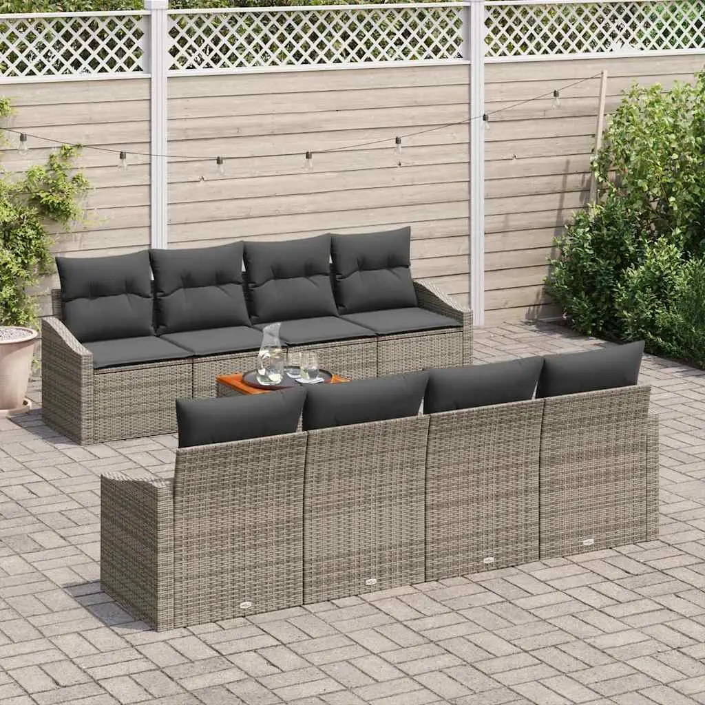 9-Piece Grey Modular Garden Sofa Set