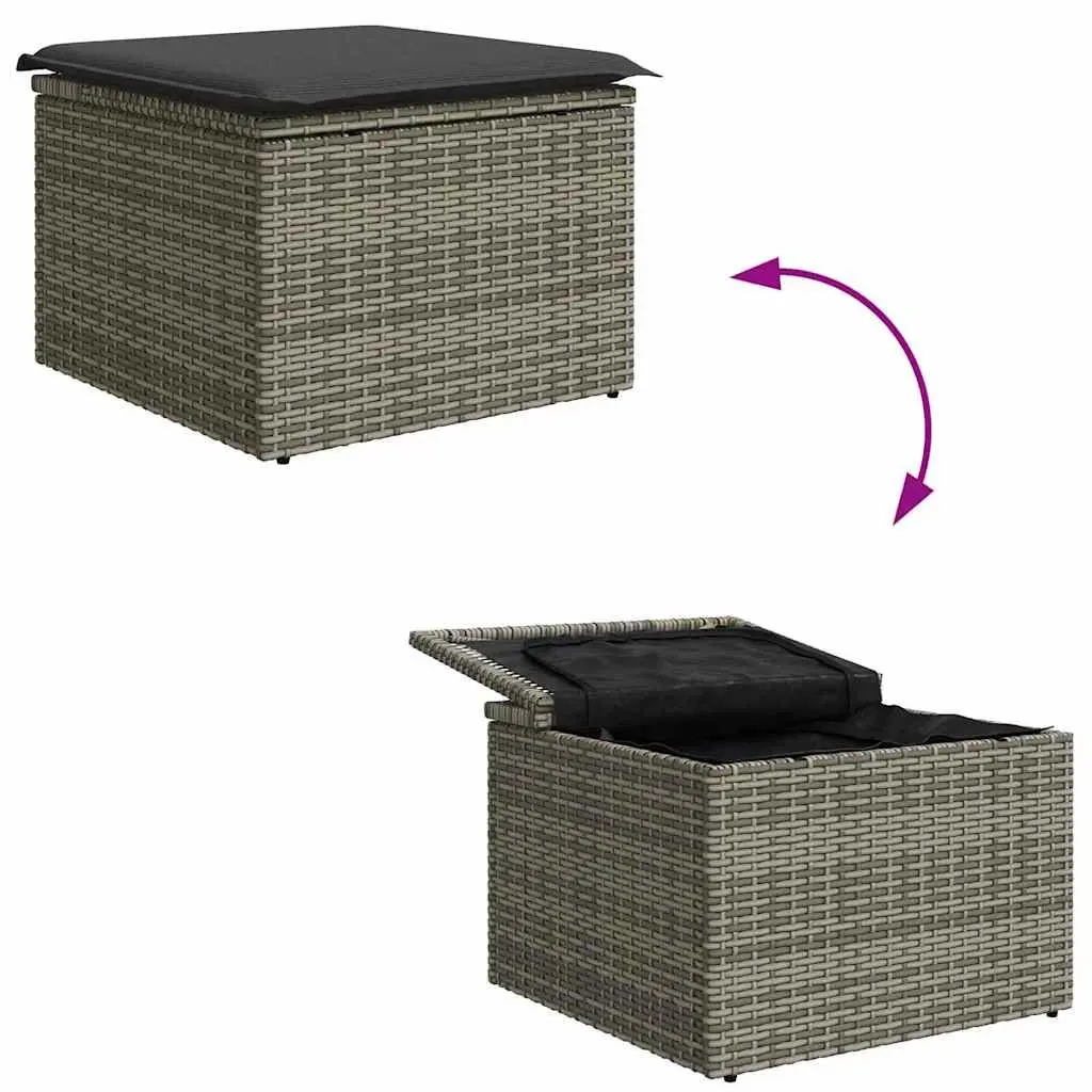 Garden Sofa Set 8 Piece Modular Outdoor Furniture with Storage Grey Poly Rattan