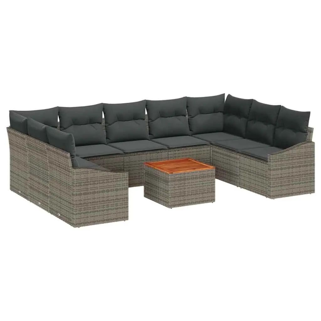 Garden Sofa Set Poly Rattan 10 Piece Outdoor Furniture Grey