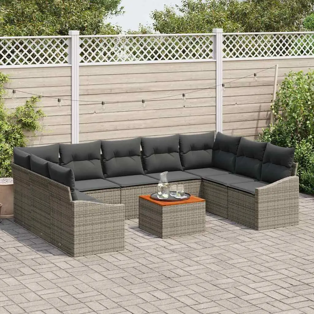 Garden Sofa Set Poly Rattan 10 Piece Outdoor Furniture Grey