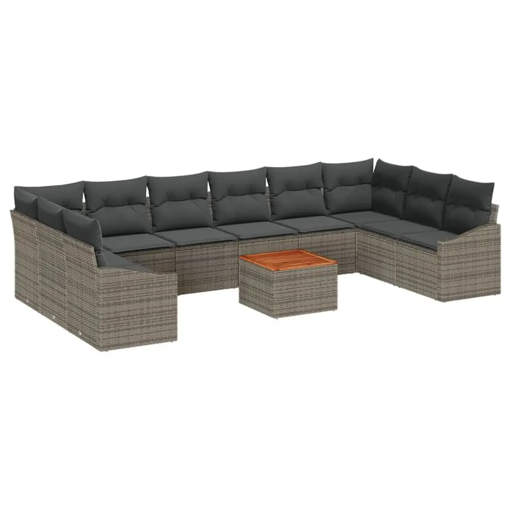Modular Outdoor Garden Sofa Set with 11 Pieces in Grey