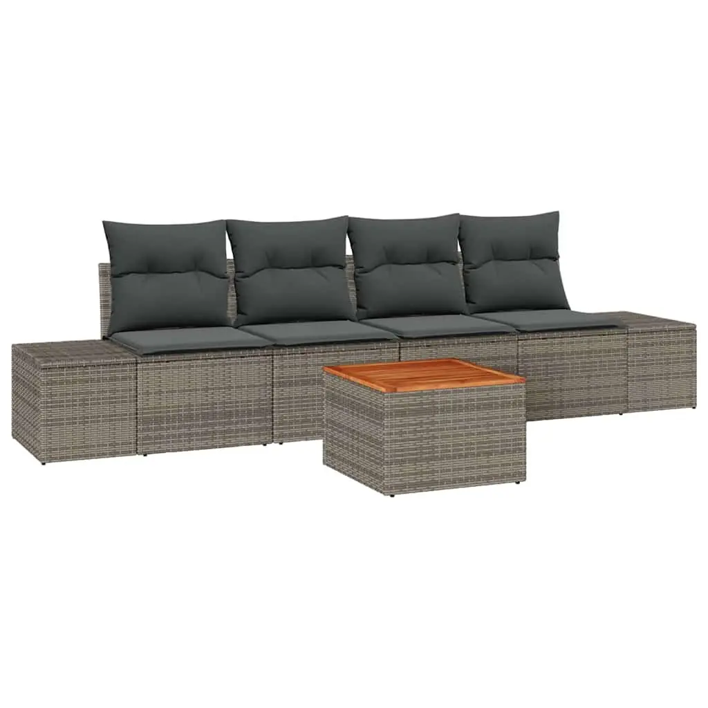 Grey Modular 5-Piece Rattan Outdoor Sofa Set