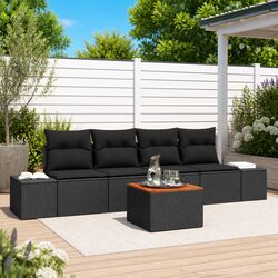 Premium 5-Piece Modular Garden Sofa Set in Black Rattan