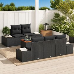 Stylish 6-Piece Modular Garden Sofa Set in Black