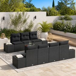 Premium 8-Piece Modular Garden Sofa Set in Black