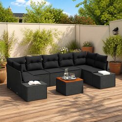 Modular 8 Piece Garden Sofa Set with Storage in Black
