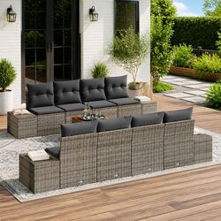 Sturdy Modular Garden Sofa Set 9 Piece Outdoor Furniture