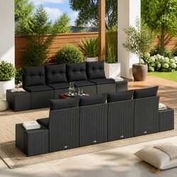 9-Piece Modular Garden Sofa Set with Integrated Storage