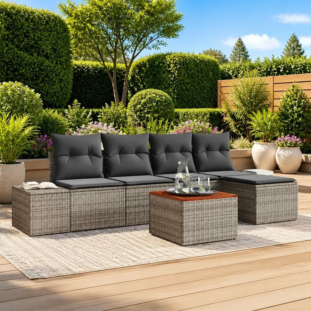 6-Piece Modular Garden Sofa Set in Grey