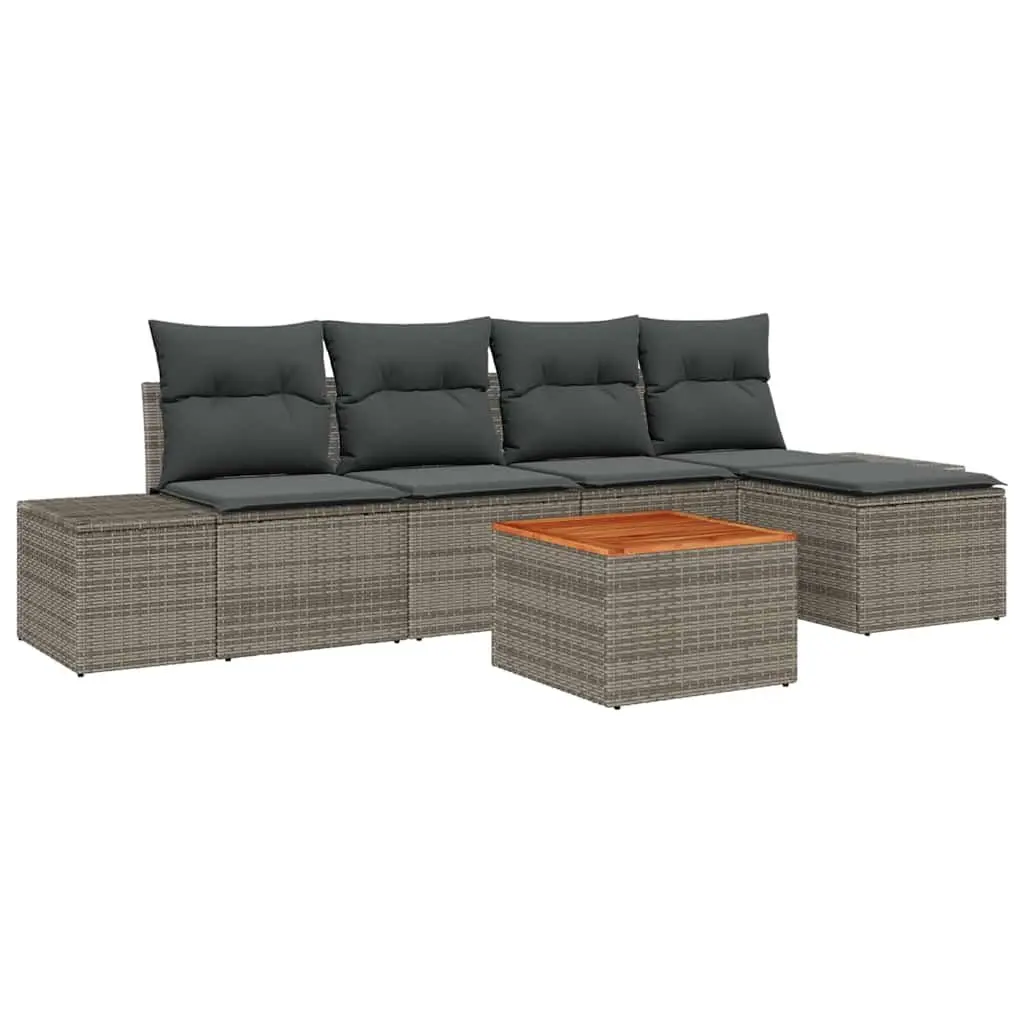 6-Piece Modular Garden Sofa Set in Grey