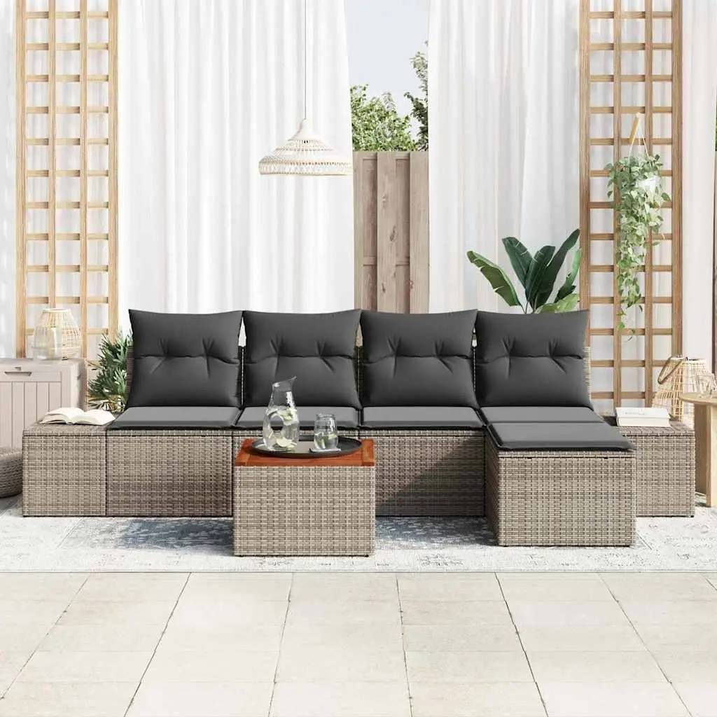 6-Piece Modular Garden Sofa Set in Grey