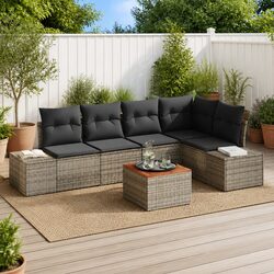 6-Piece Grey Modular Outdoor Sofa Set with Storage Bag