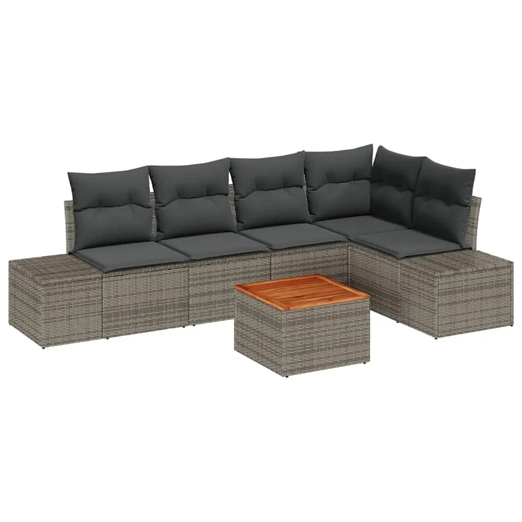 6-Piece Grey Modular Outdoor Sofa Set with Storage Bag