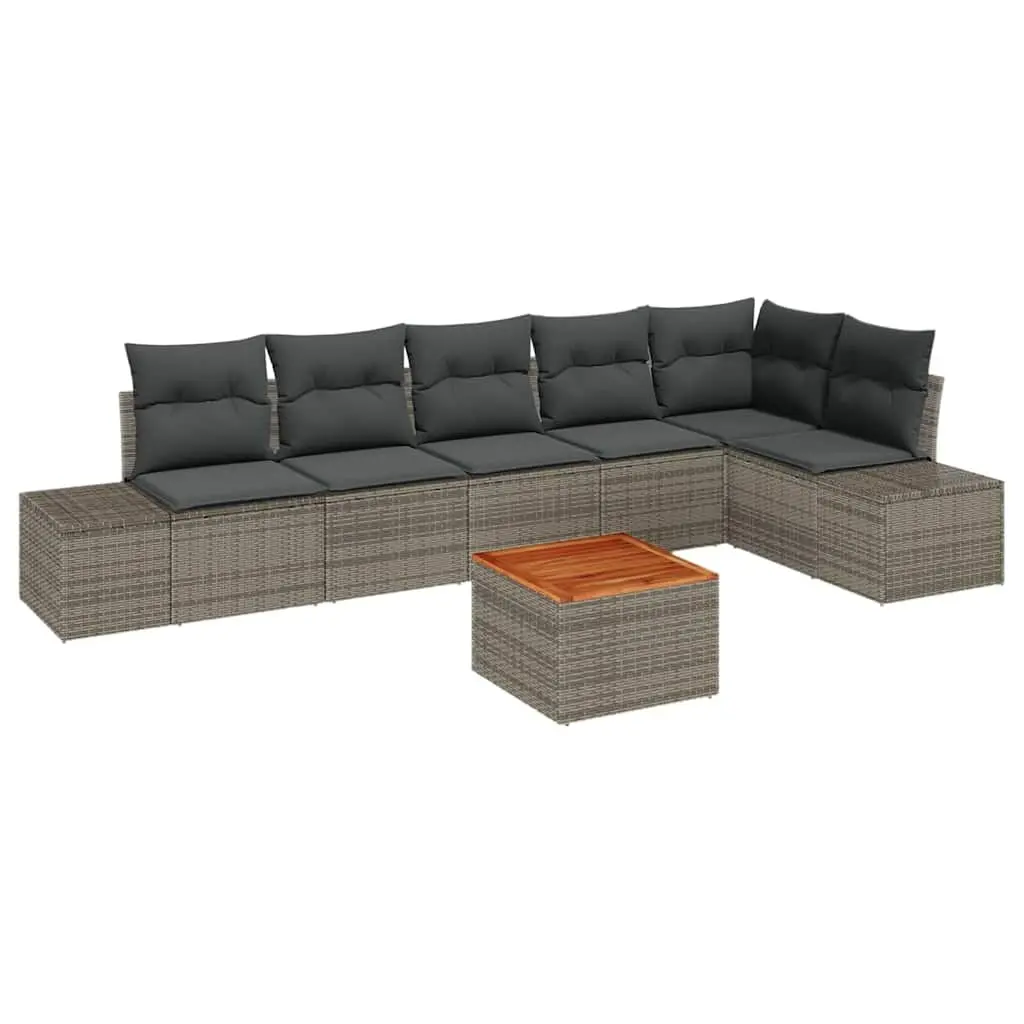 Garden Sofa Set Poly Rattan Grey 7 Piece Modular Corner Lounge