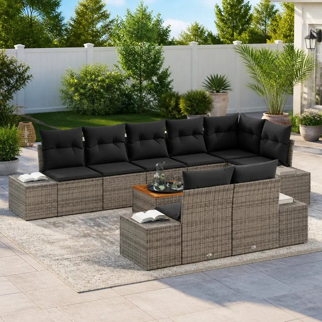 9-Piece Outdoor Sofa Set with Storage for Garden
