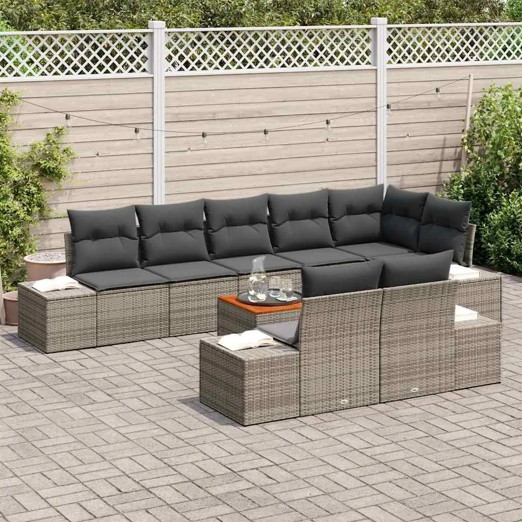 9-Piece Outdoor Sofa Set with Storage for Garden
