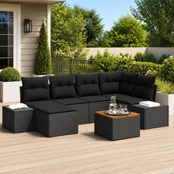 Durable 7-Piece Modular Rattan Sofa Set for Outdoors
