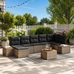 High-Quality 8-Piece Grey Garden Sofa Set with Storage
