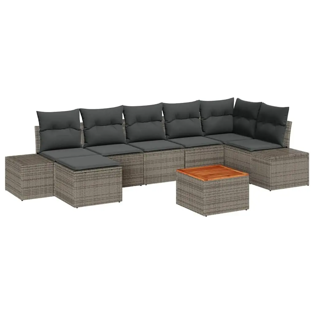 8-Piece Grey Garden Sofa Set with Storage