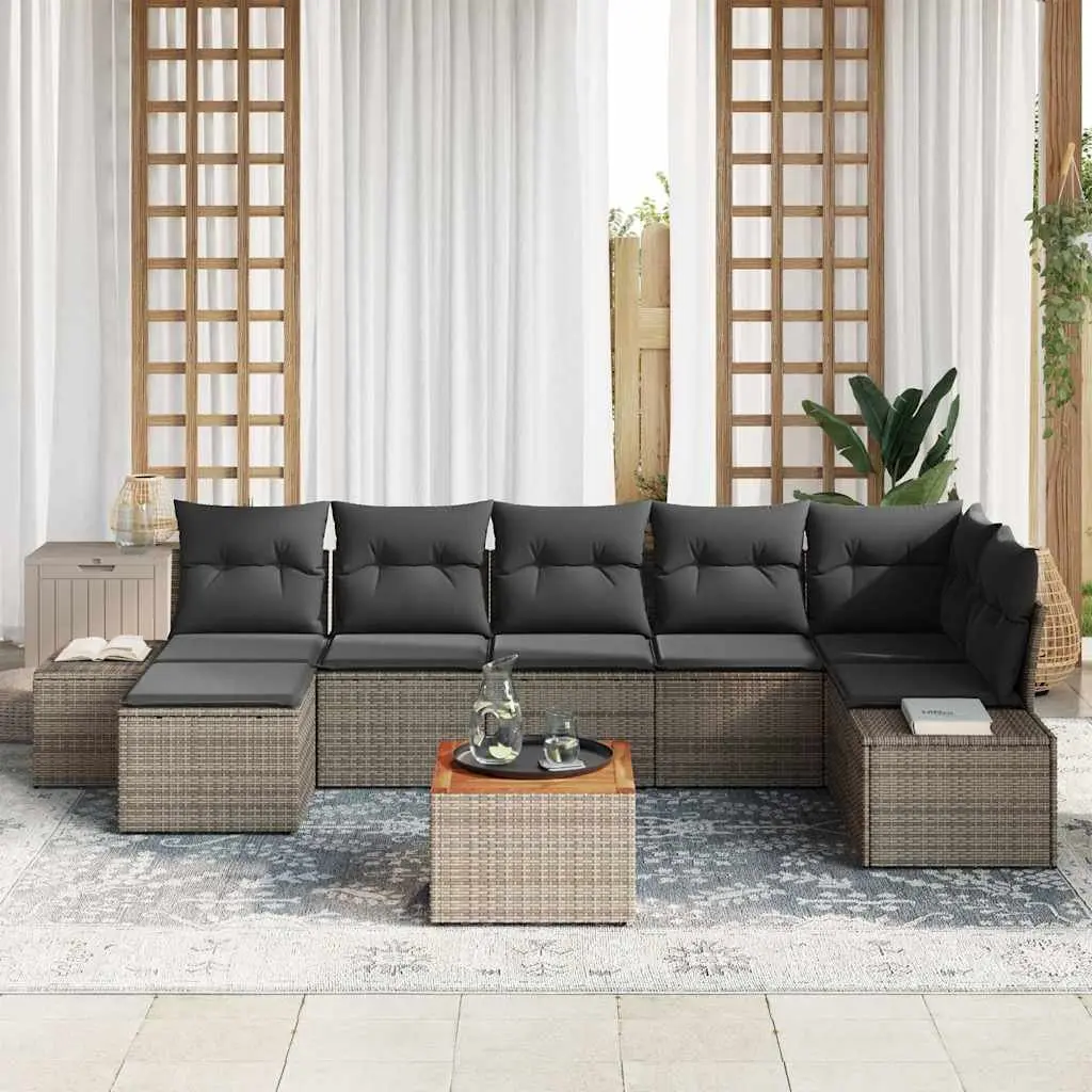 8-Piece Grey Garden Sofa Set with Storage