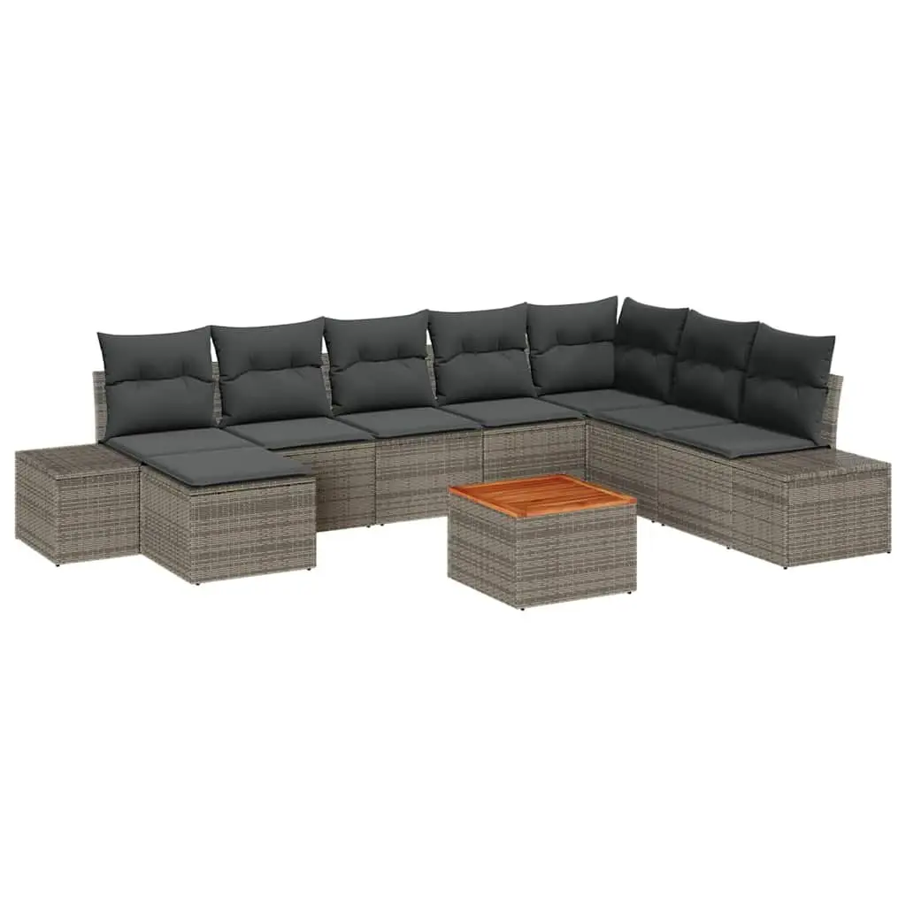 9-Piece Grey Modular Garden Sofa Set