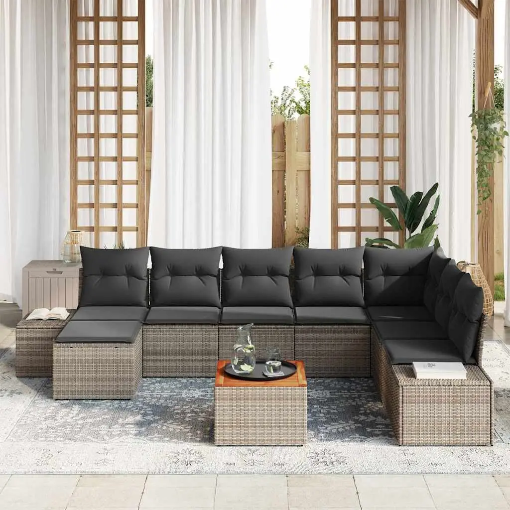 9-Piece Grey Modular Garden Sofa Set