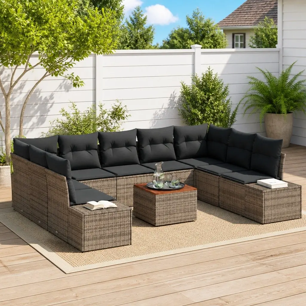 10-Piece Modular Garden Sofa Set in Grey