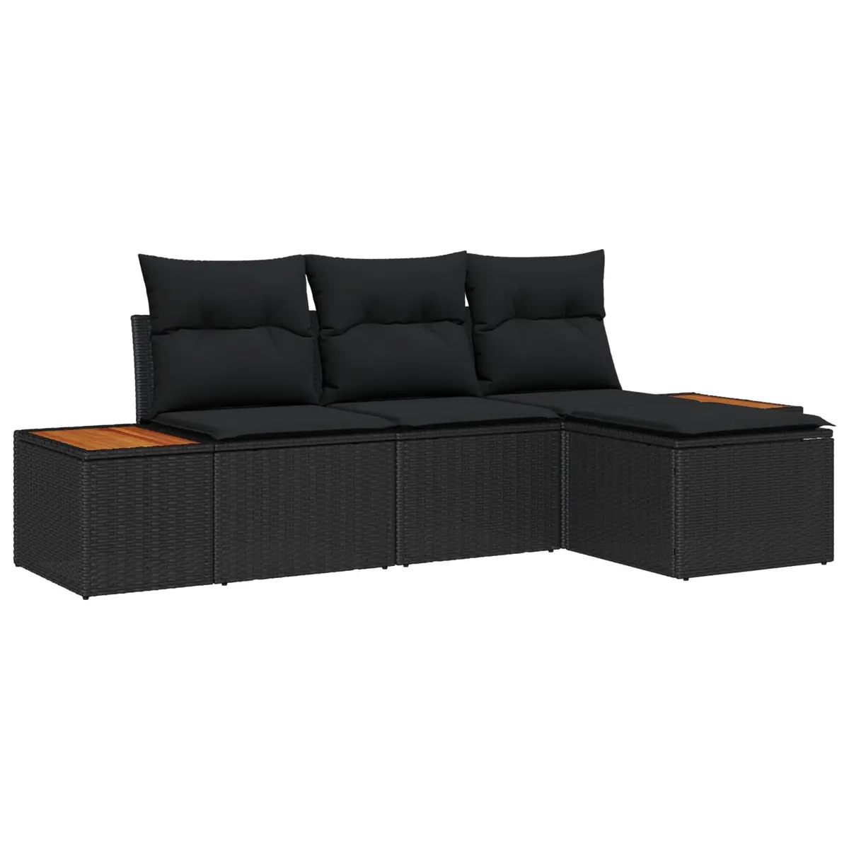 Modular Black Poly Rattan Outdoor Garden Sofa Set