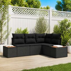 4-Piece Outdoor Modular Rattan Sofa Set with Cushions
