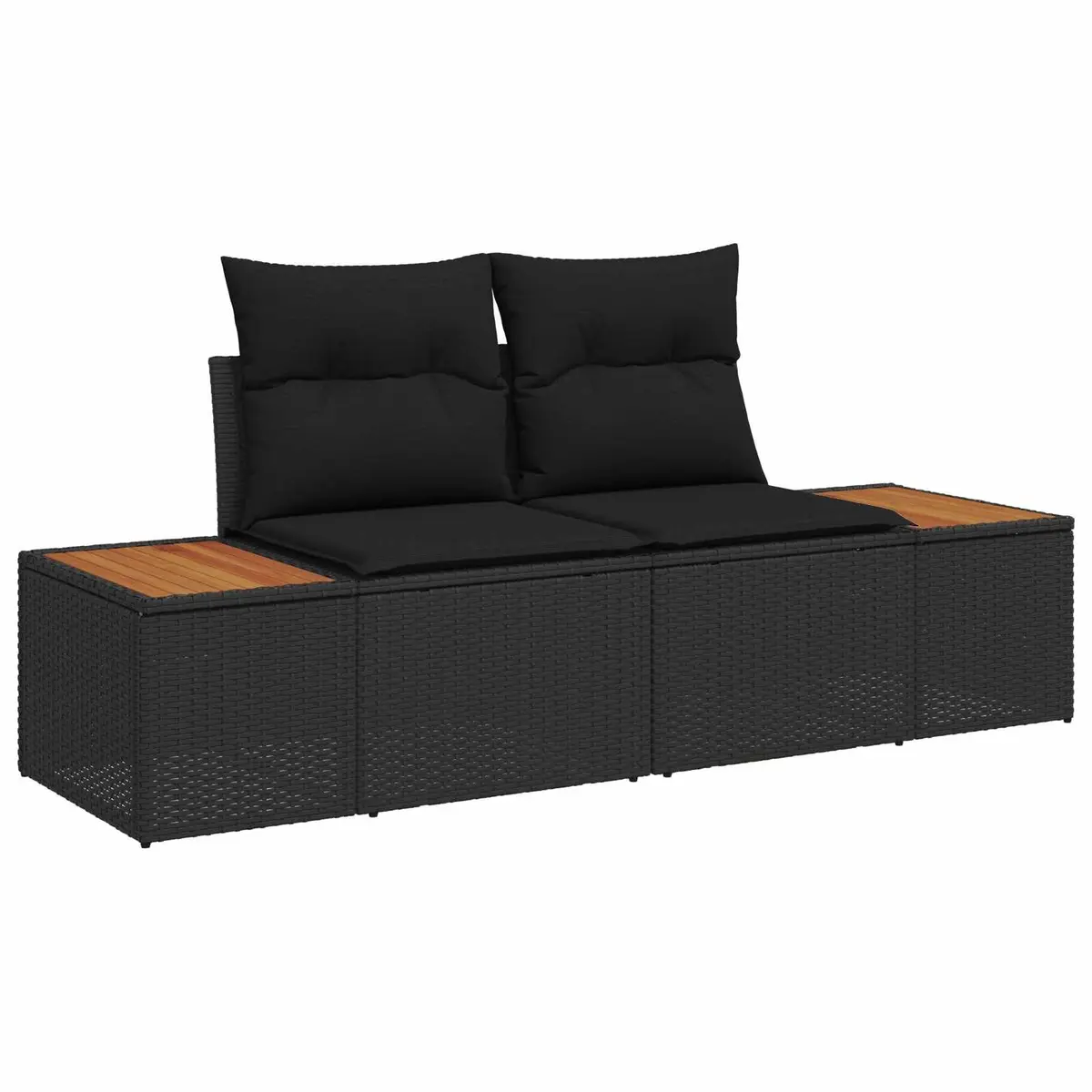 5-Piece Black Poly Rattan Garden Sofa Set