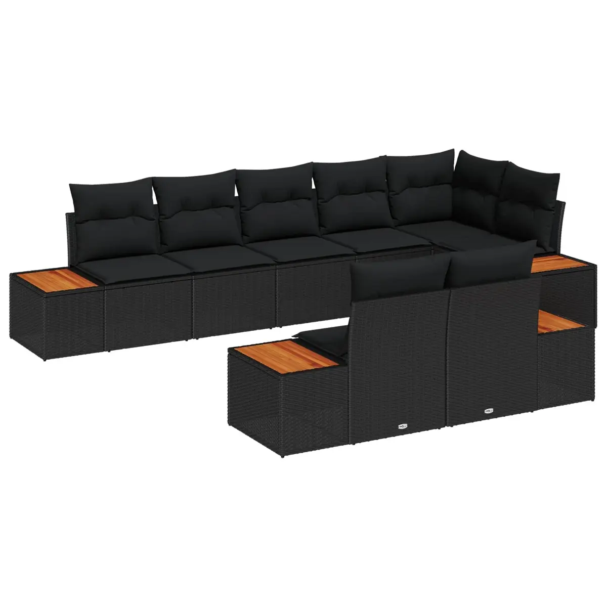 8-Piece Outdoor Garden Sofa Set with Durable Black Rattan