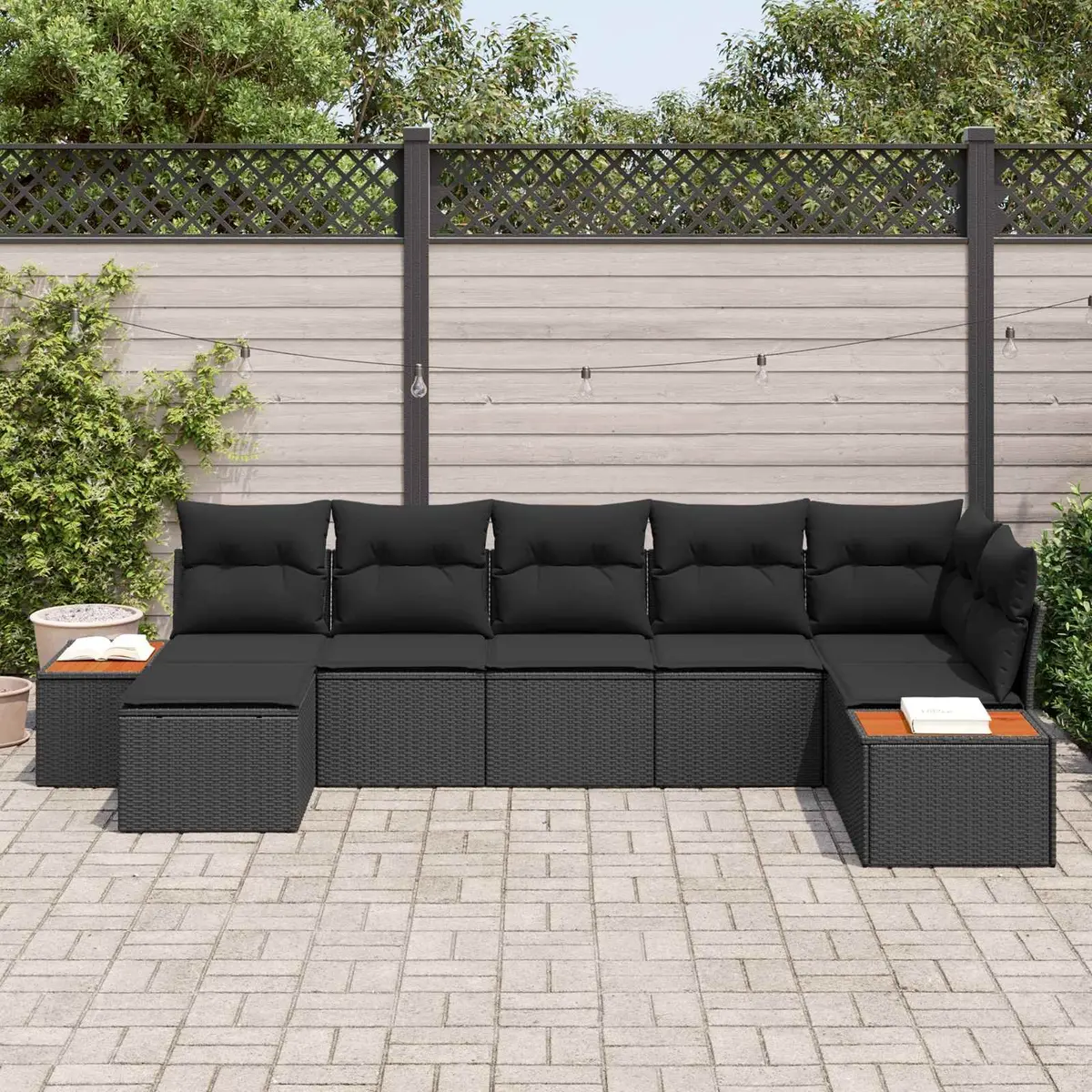 8-Piece Modular Garden Sofa Set in Black
