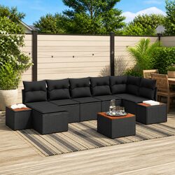 Durable 8-Piece Modular Garden Sofa Set in Black