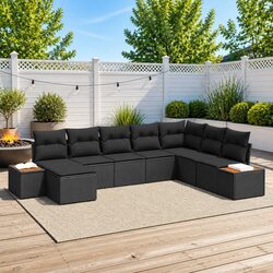 Sturdy 9-Piece Outdoor Modular Sofa Set with Rattan