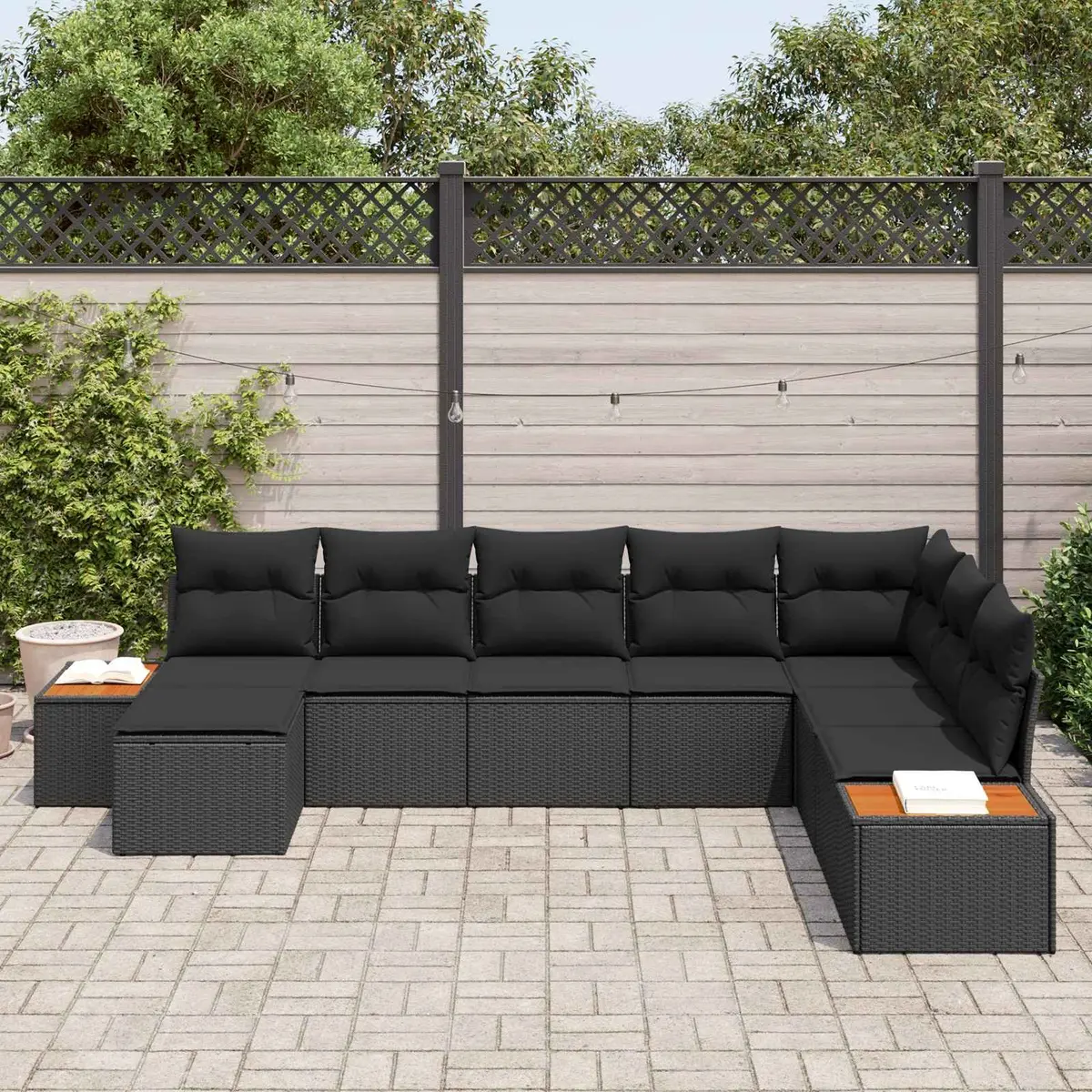 9-Piece Outdoor Modular Sofa Set with Rattan
