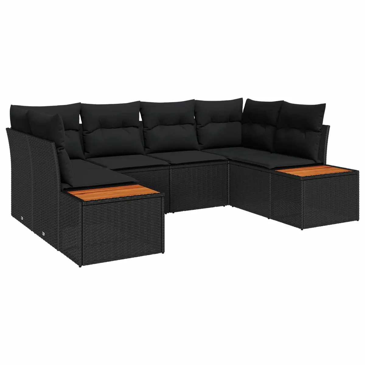 Black Modular Garden Sofa Set 6-Piece for Outdoor Relaxation