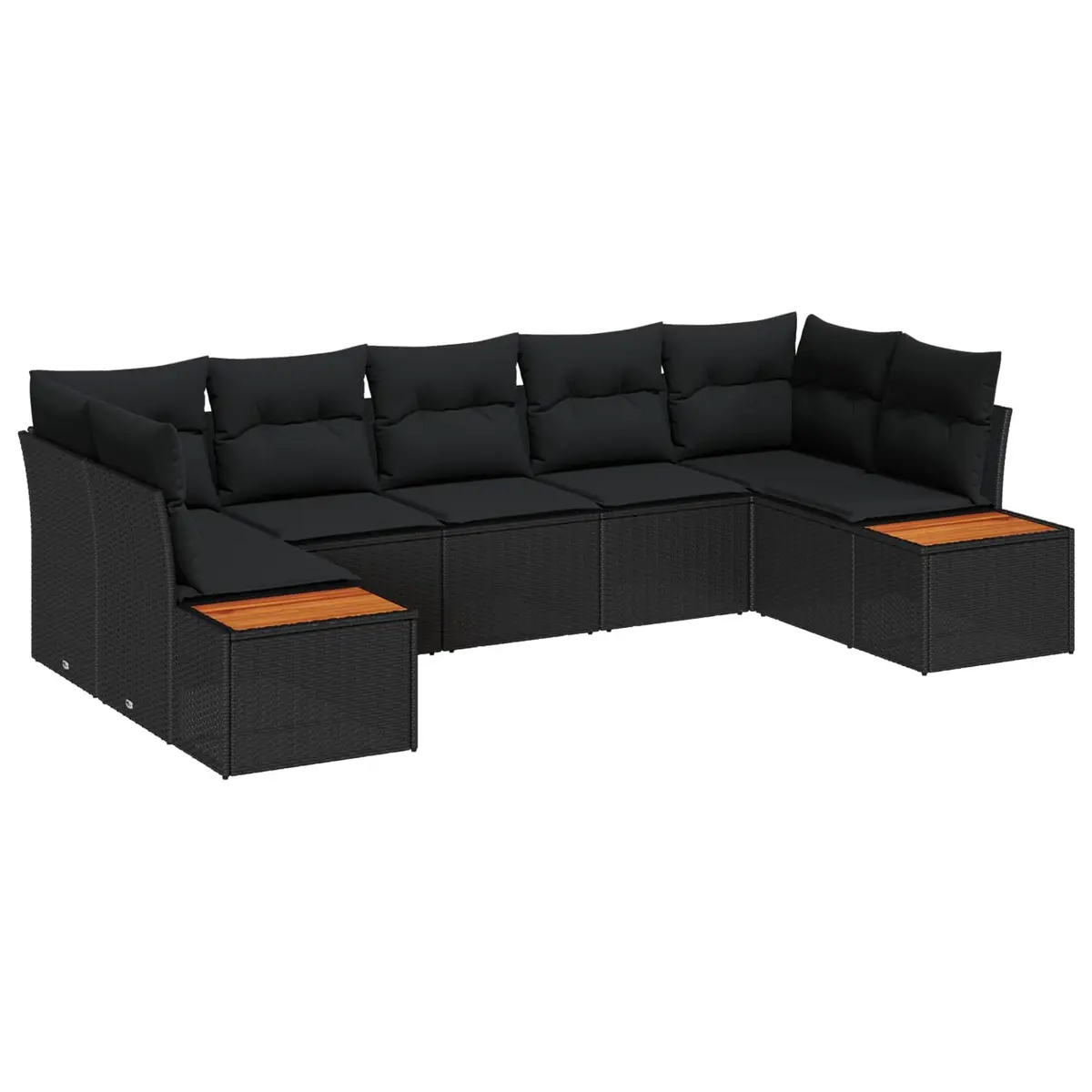 Modular Garden Sofa Set 7 pcs Black