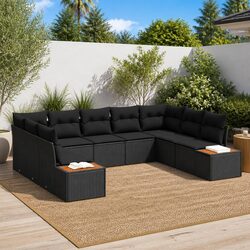 5 Piece Modular Garden Sofa Set in Black Poly Rattan