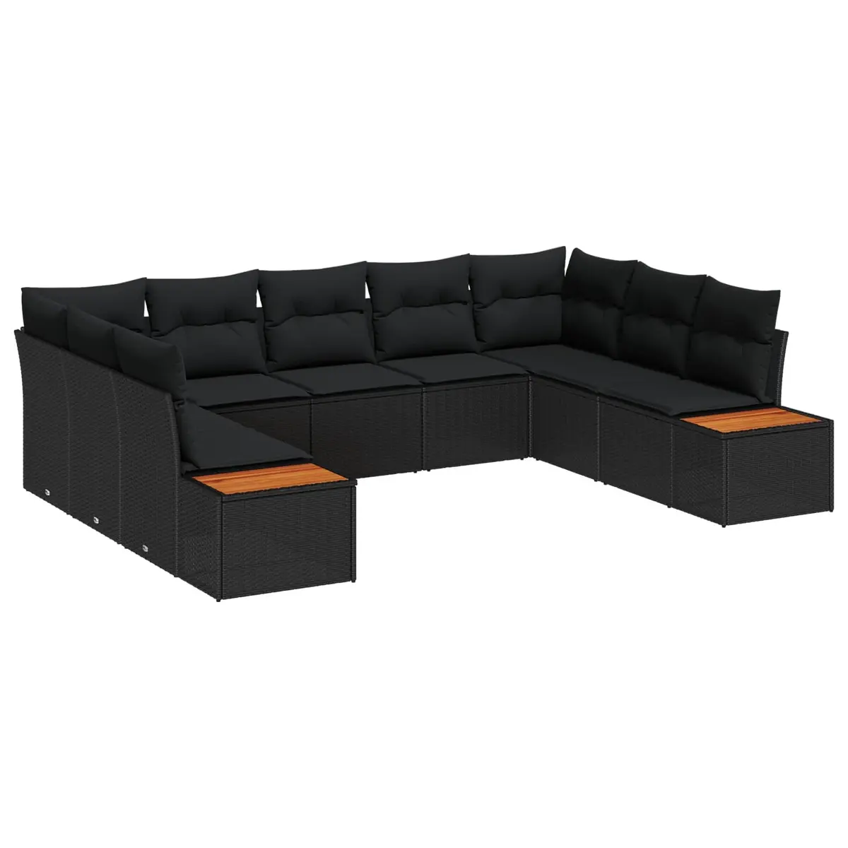 5 Piece Modular Garden Sofa Set in Black Poly Rattan