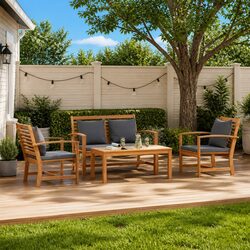 Contemporary Brown Garden Sofa Set 4 Pieces for Outdoor