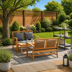 Premium Outdoor Teak Wood Sofa Set 3 Pieces