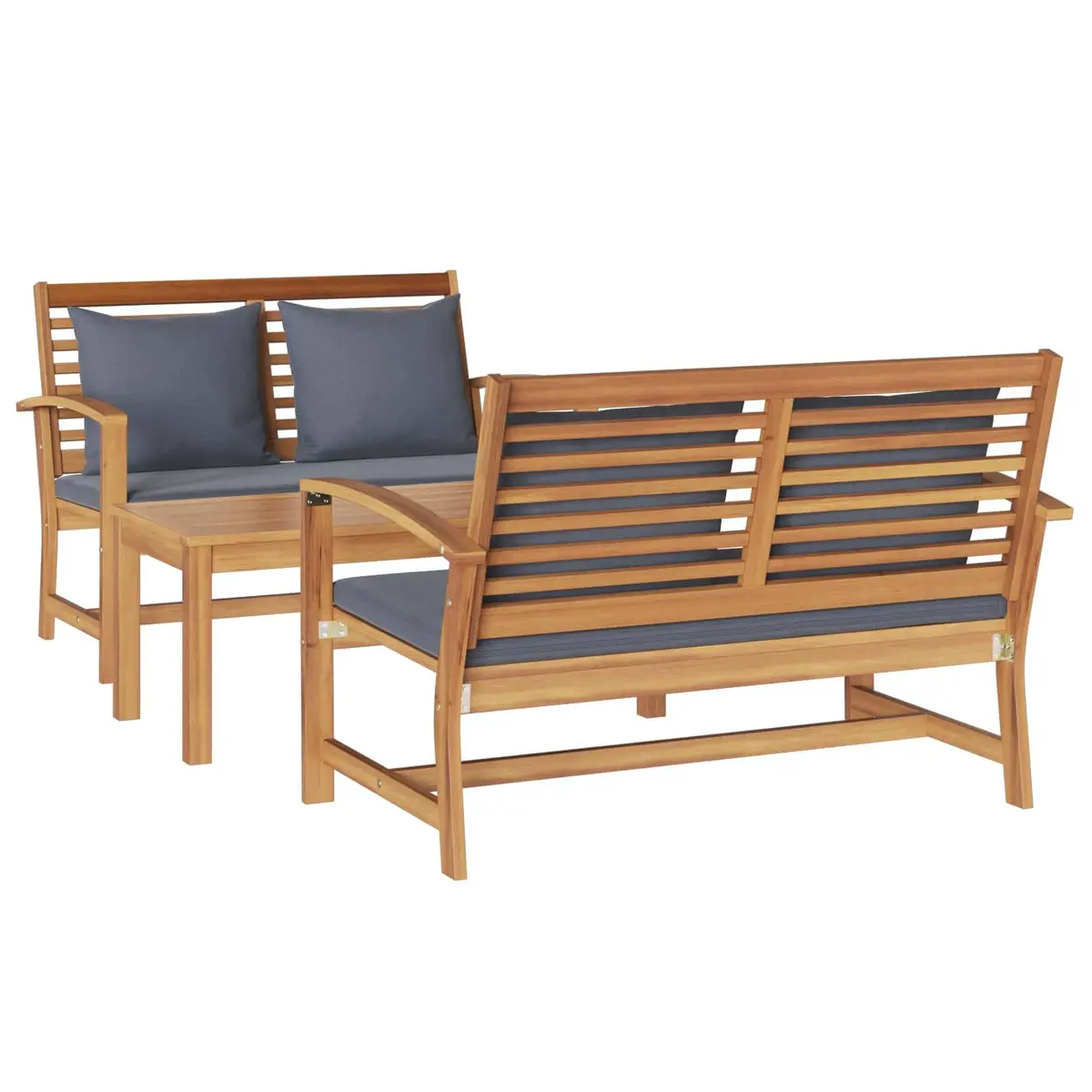 Garden Sofa Set Solid Teak Wood 3 Piece Brown Outdoor Furniture