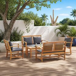 Contemporary 5 Piece Outdoor Garden Sofa Set in Brown